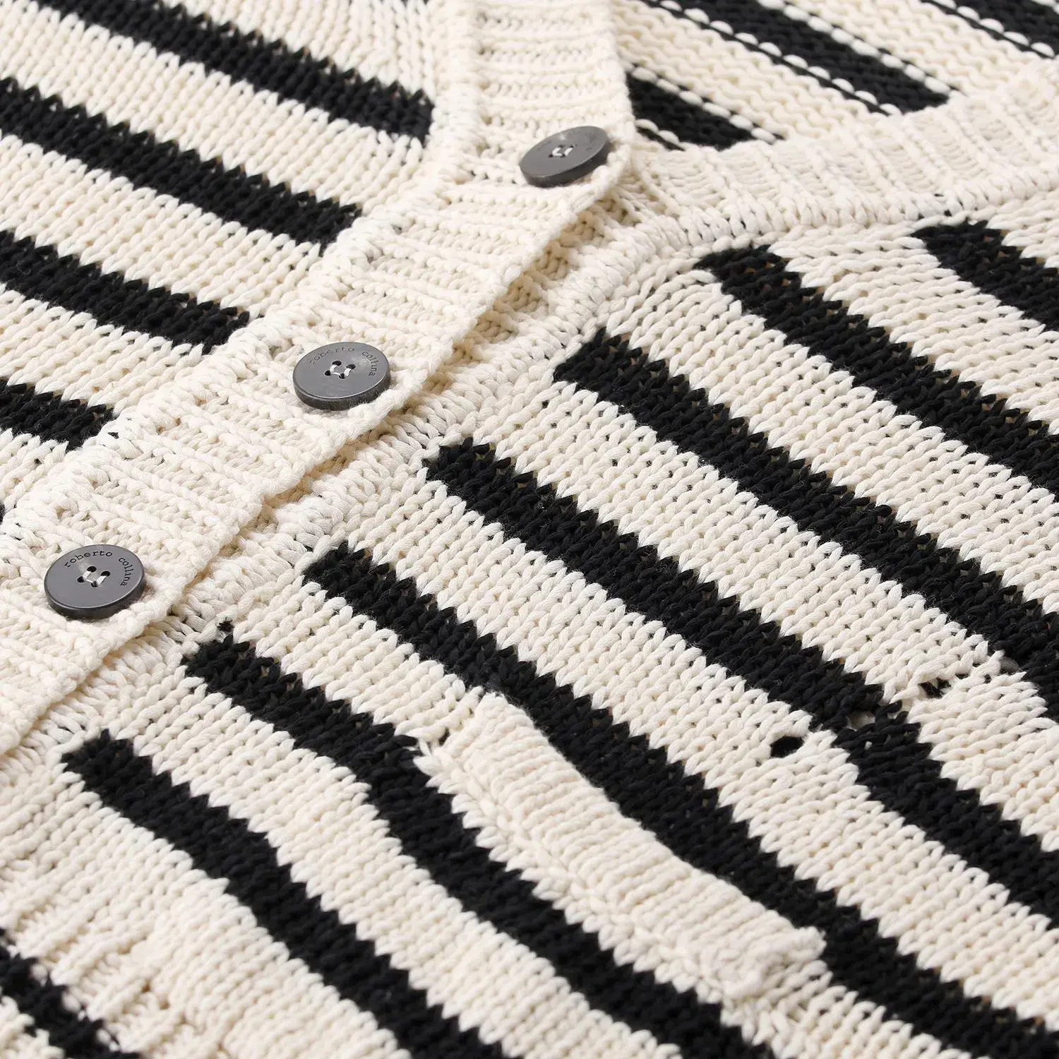 Gestreifte Strickjacke aus Baumwolle