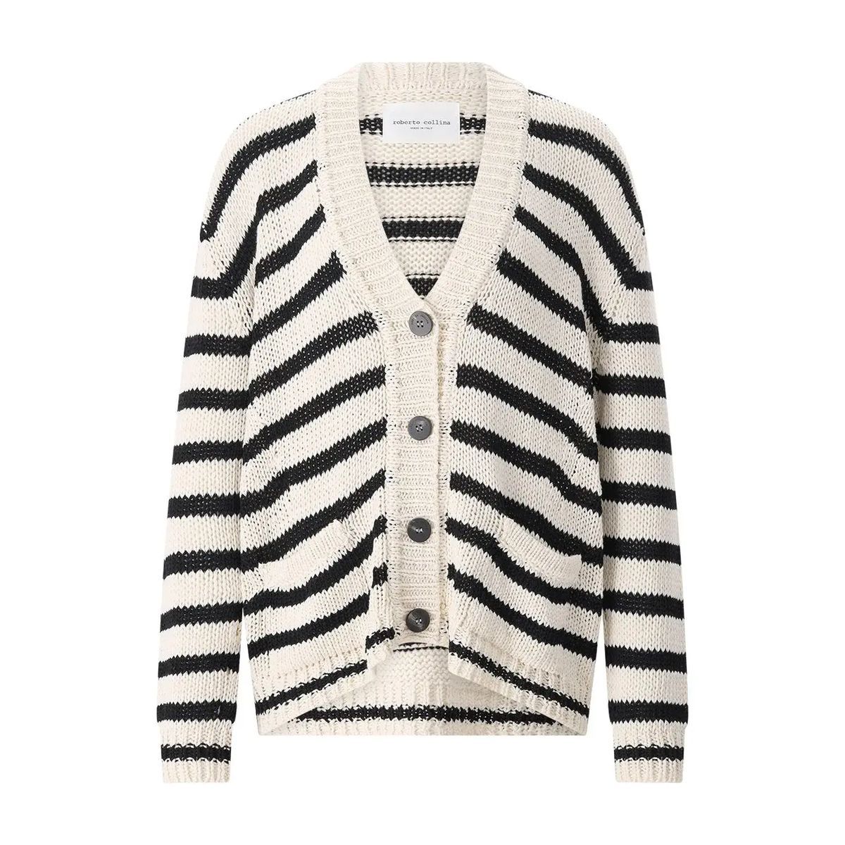 Gestreifte Strickjacke aus Baumwolle