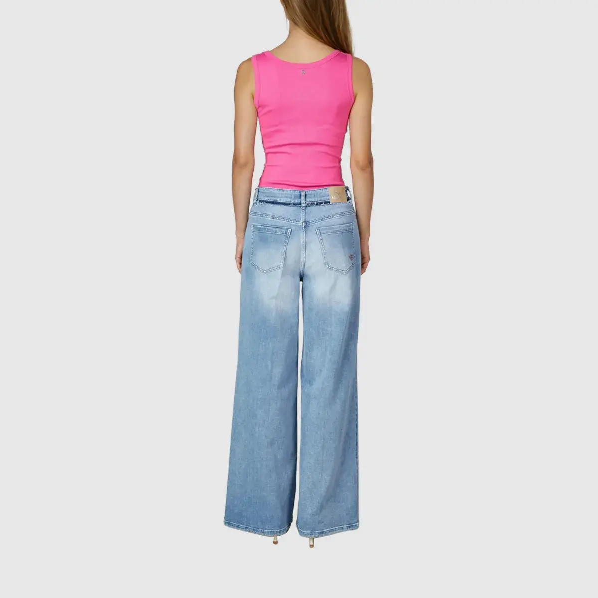 Pinkfarbenes Ripp-Tanktop mit Strass