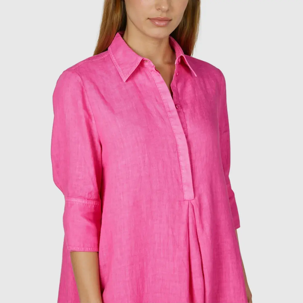 Leinenhemdkleid mit Dreiviertelärmeln