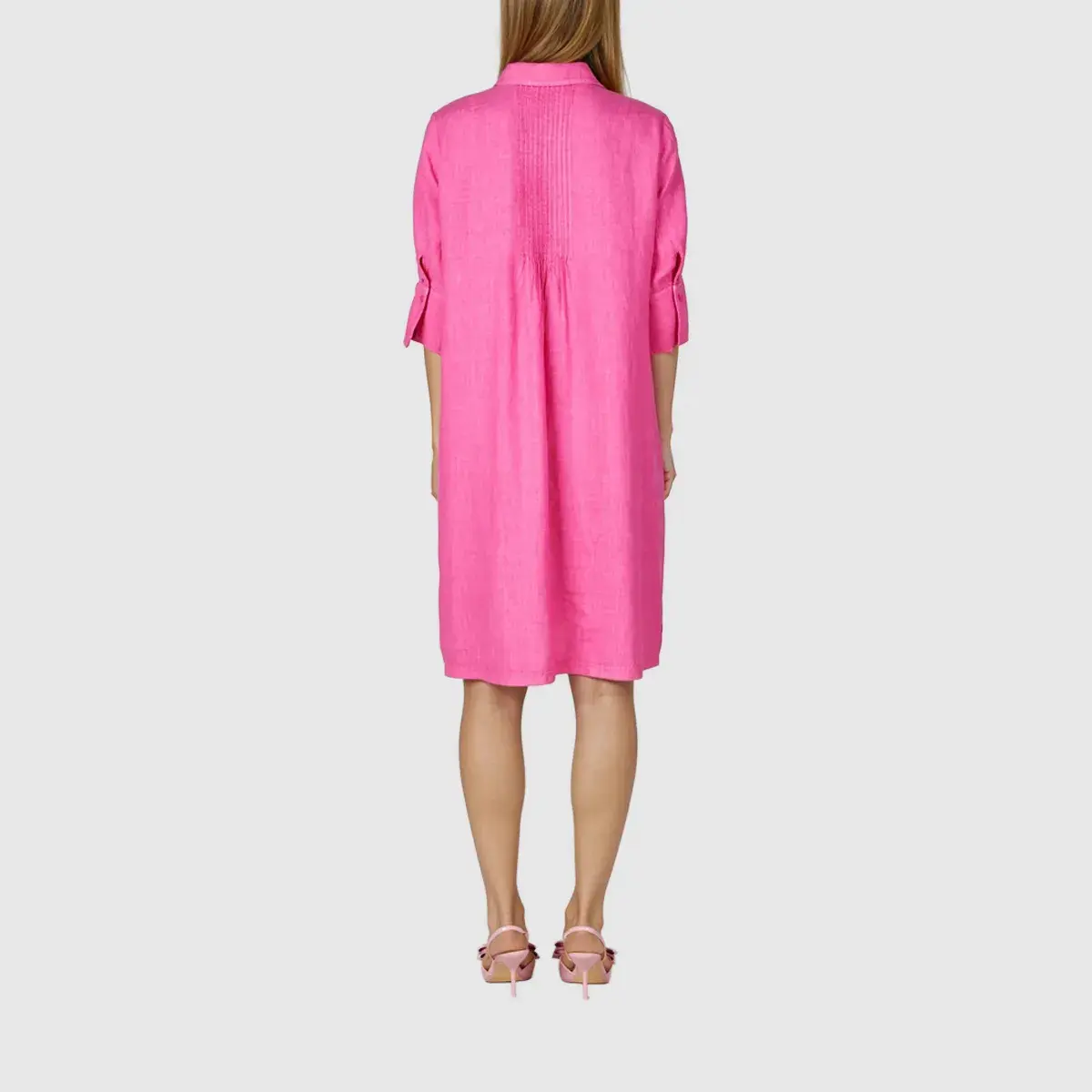 Leinenhemdkleid mit Dreiviertelärmeln