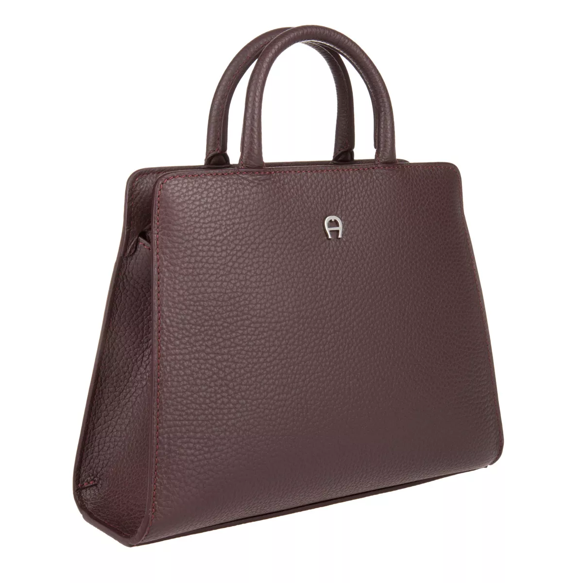Strukturierte Lederhandtasche mit Griff