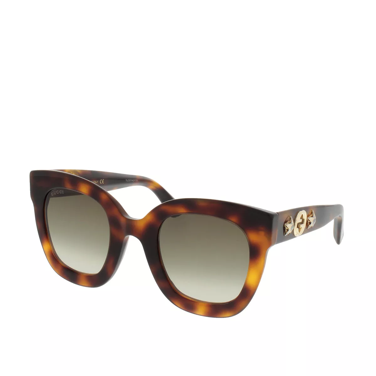 Schildpatt-Katzenaugen-Sonnenbrille mit goldenen Akzenten
