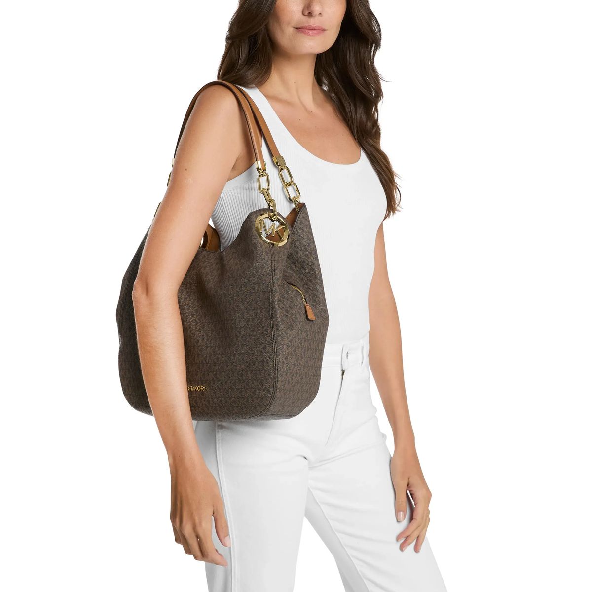 Logo-Print Ketten-Schultertasche