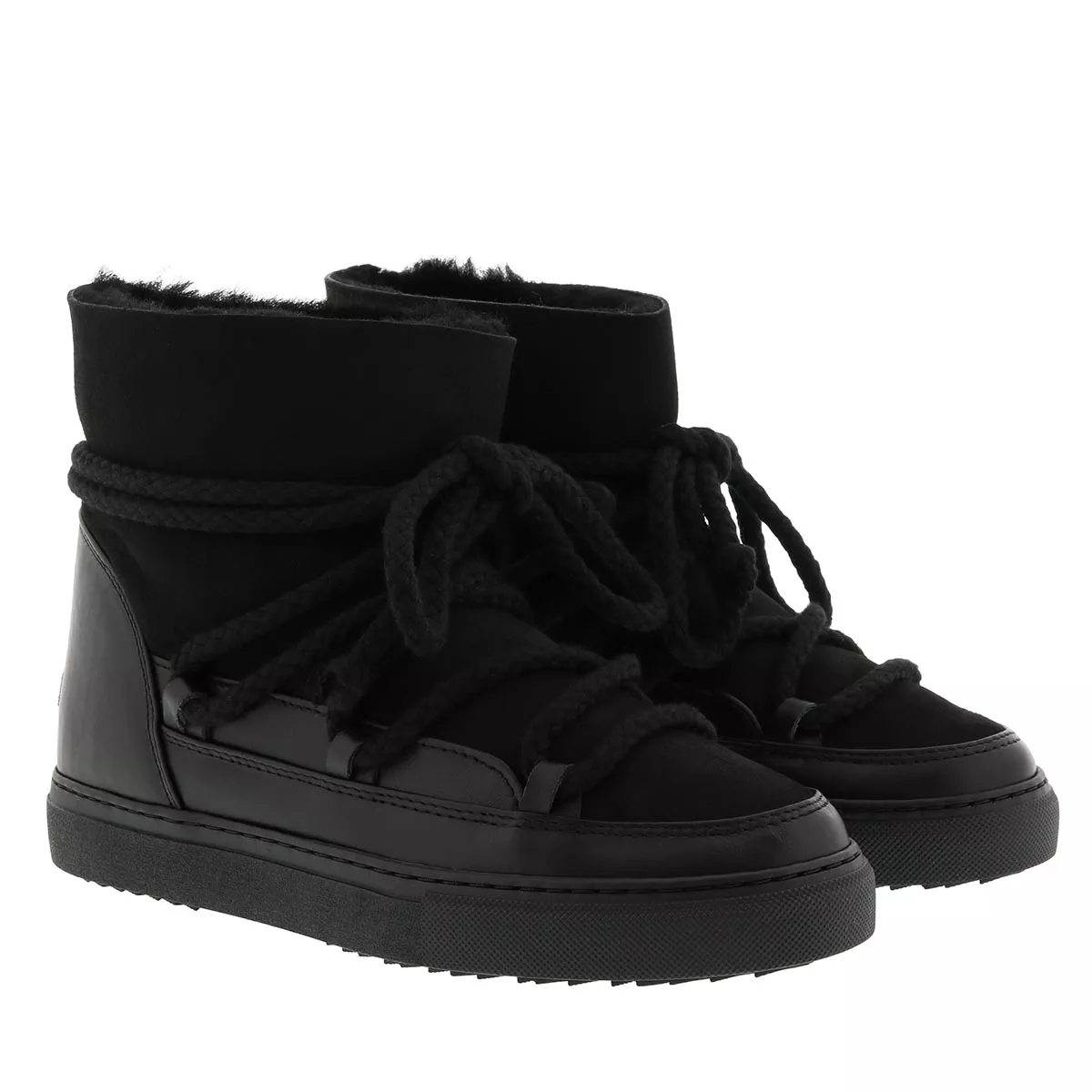 Schwarze Winterstiefel aus Leder & Wildleder