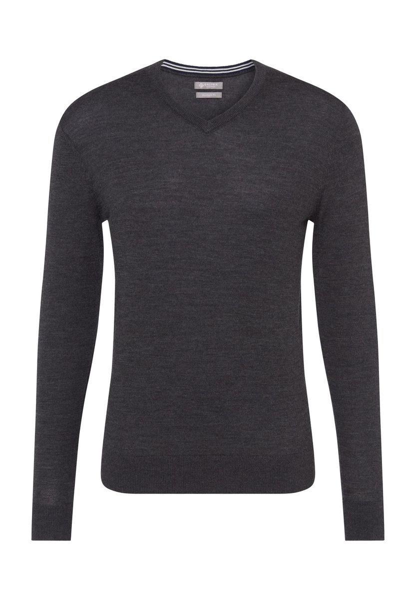 Herren Modern Fit V-Ausschnitt Wollpullover
