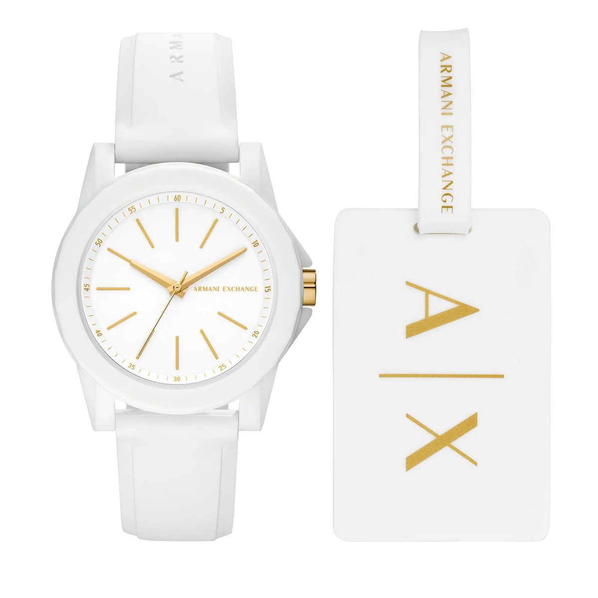 Damen Weiß Silikonarmbanduhr Set