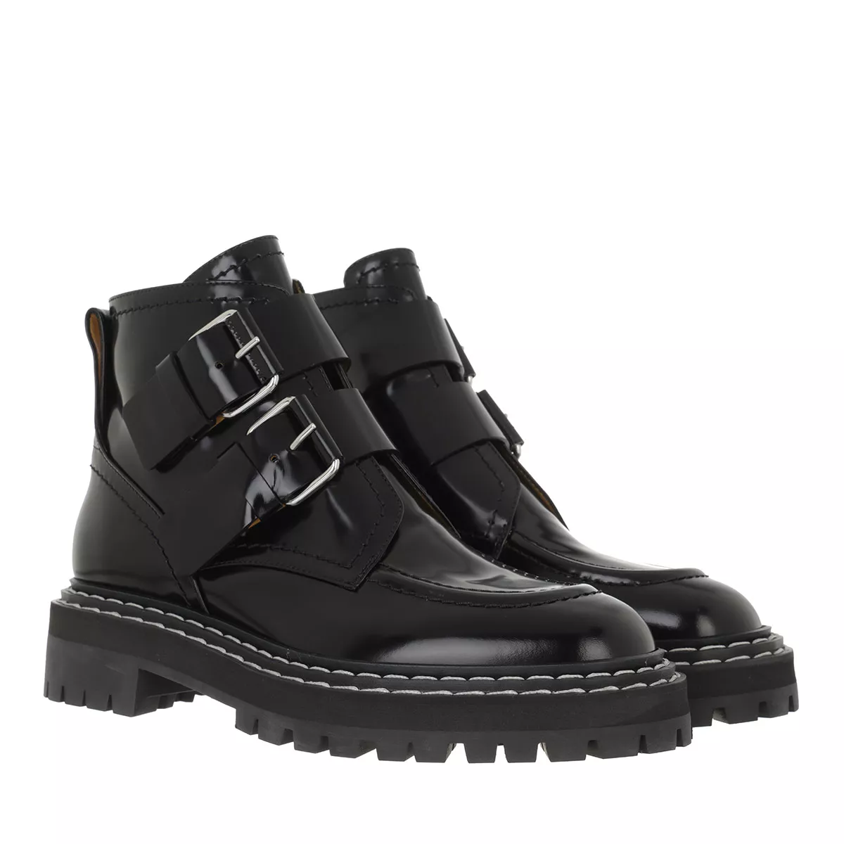 Schwarze Stiefeletten mit Profilsohle