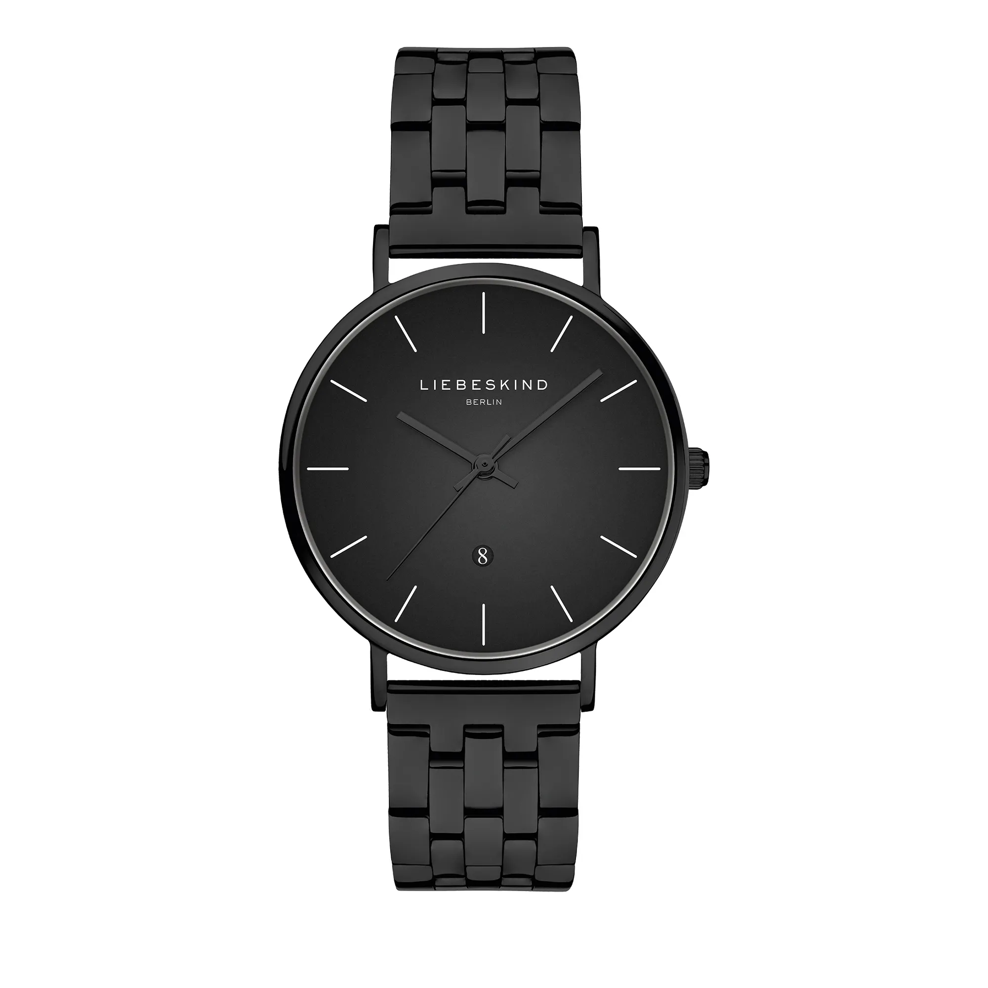 Minimalistische schwarze Edelstahluhr