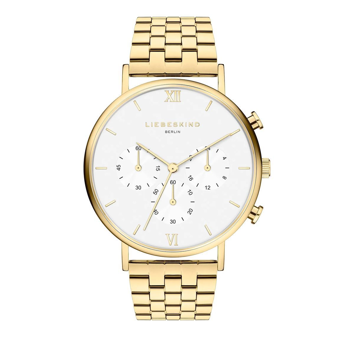 Goldene Chronograph-Uhr mit Edelstahlarmband
