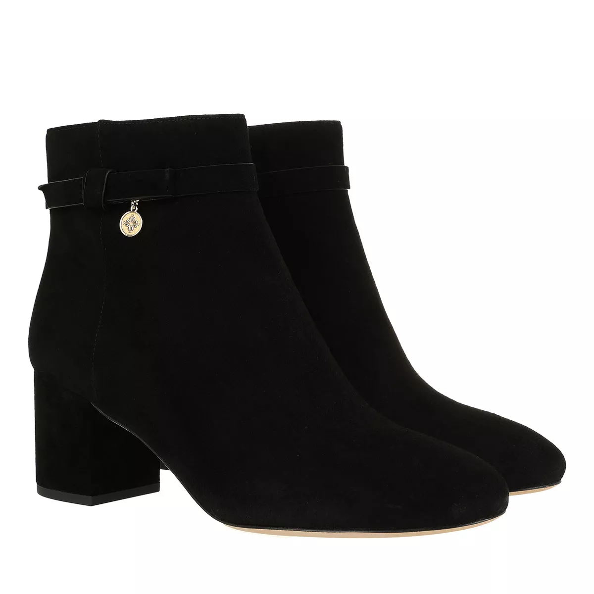 Schwarze Wildleder Stiefeletten mit Schnalle