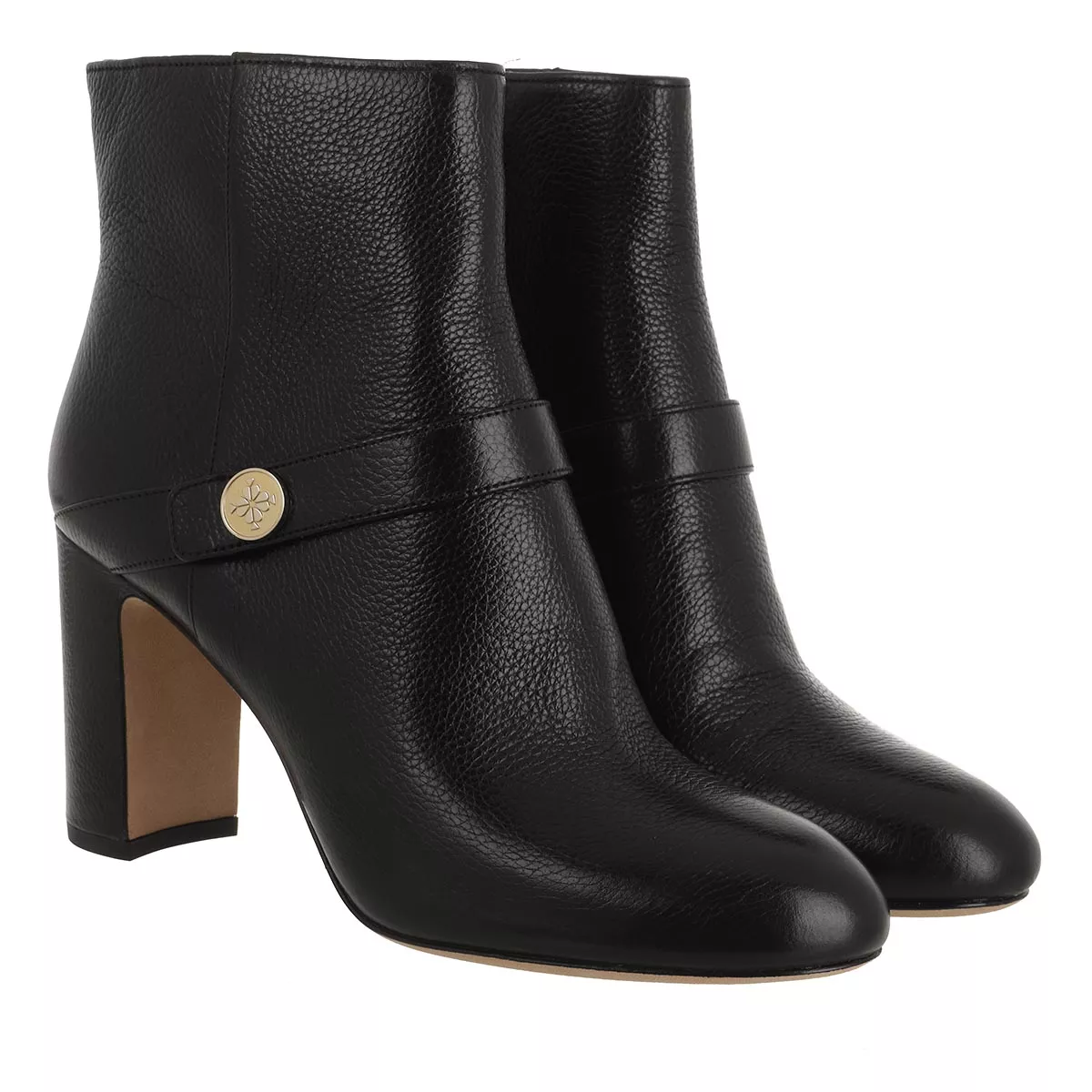 Schwarze Leder-Stiefeletten mit Riemen