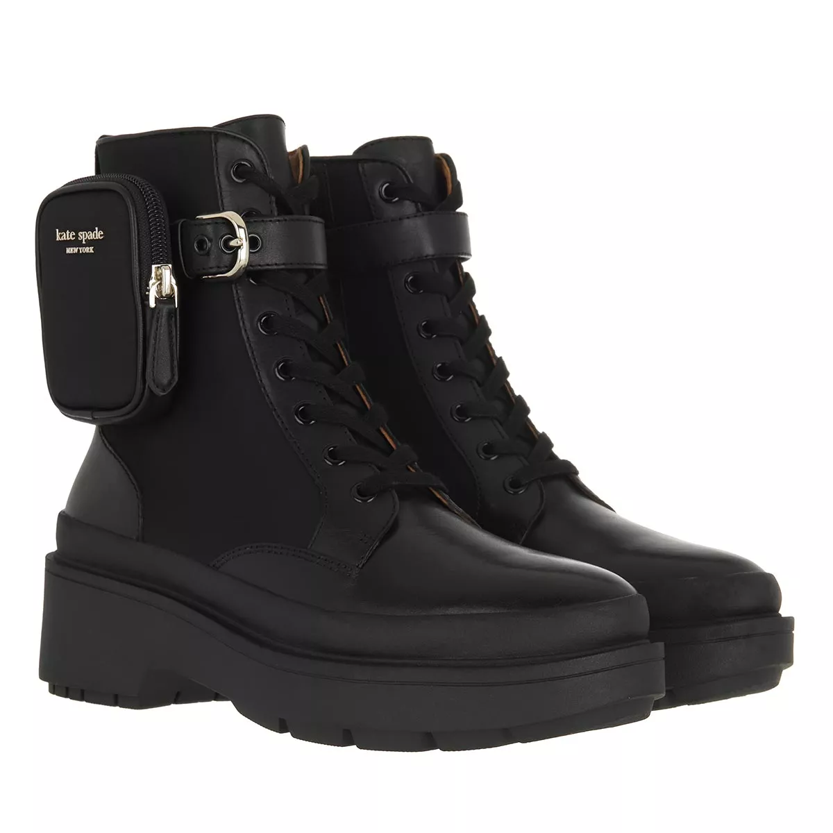 Plateau Schnür-Combat-Stiefel mit Tasche