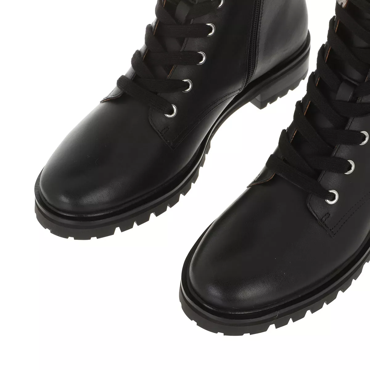 Schwarze Lederstiefel mit Schnürung und Shearlingfutter