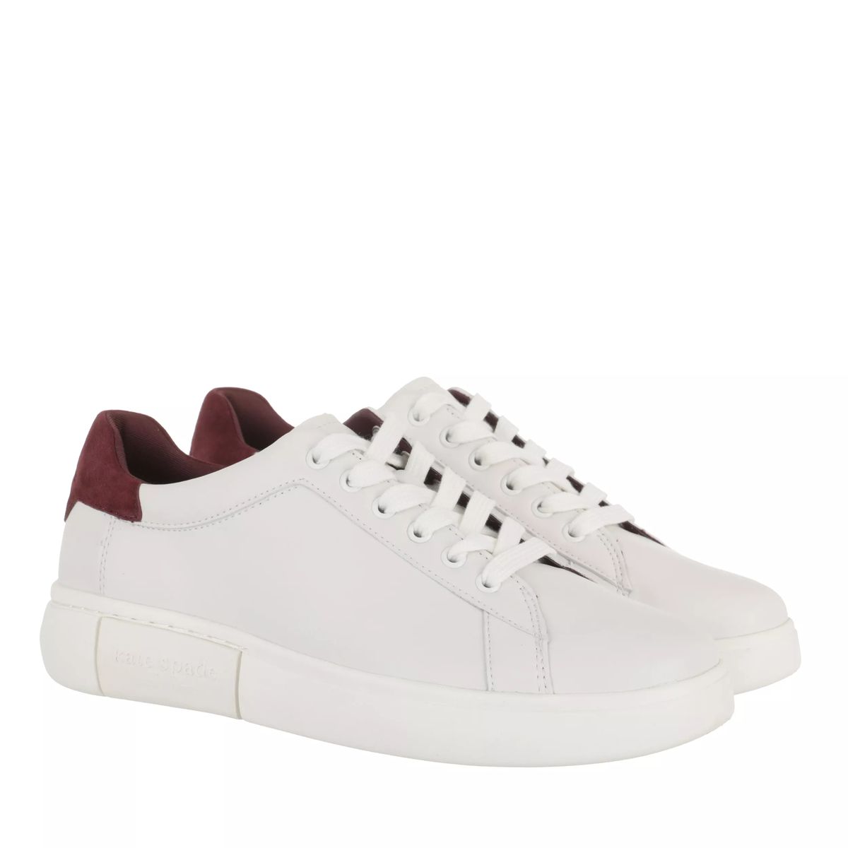 Weiße Leder Schnür-Sneakers