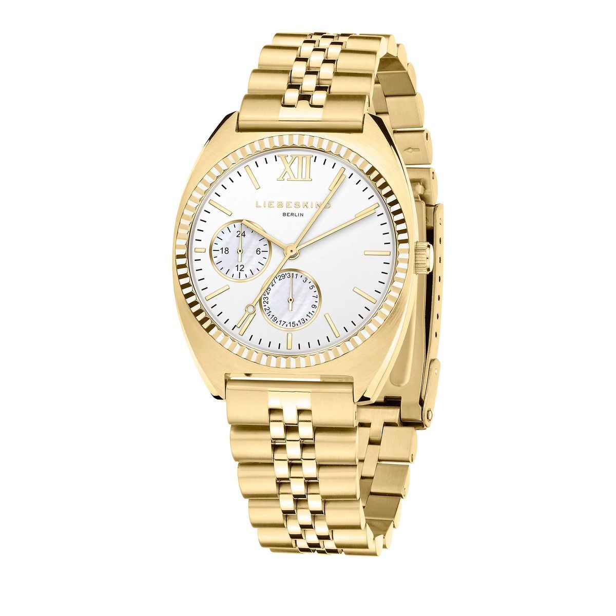 Elegante Multifunktions-Damenuhr in Goldton