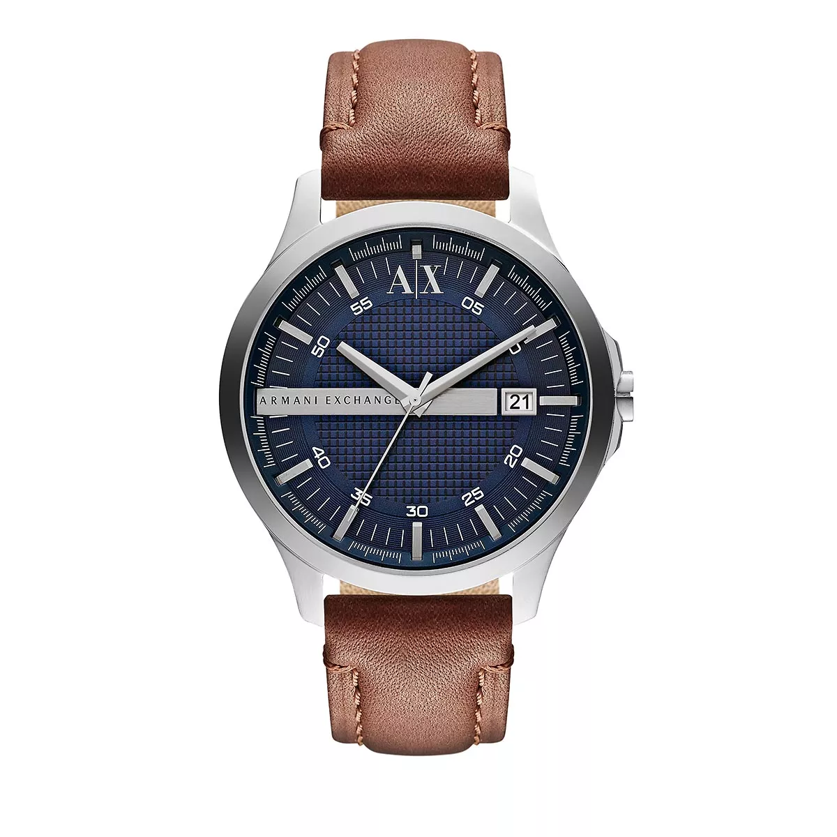 Herrenuhr blaues Zifferblatt braunes Leder