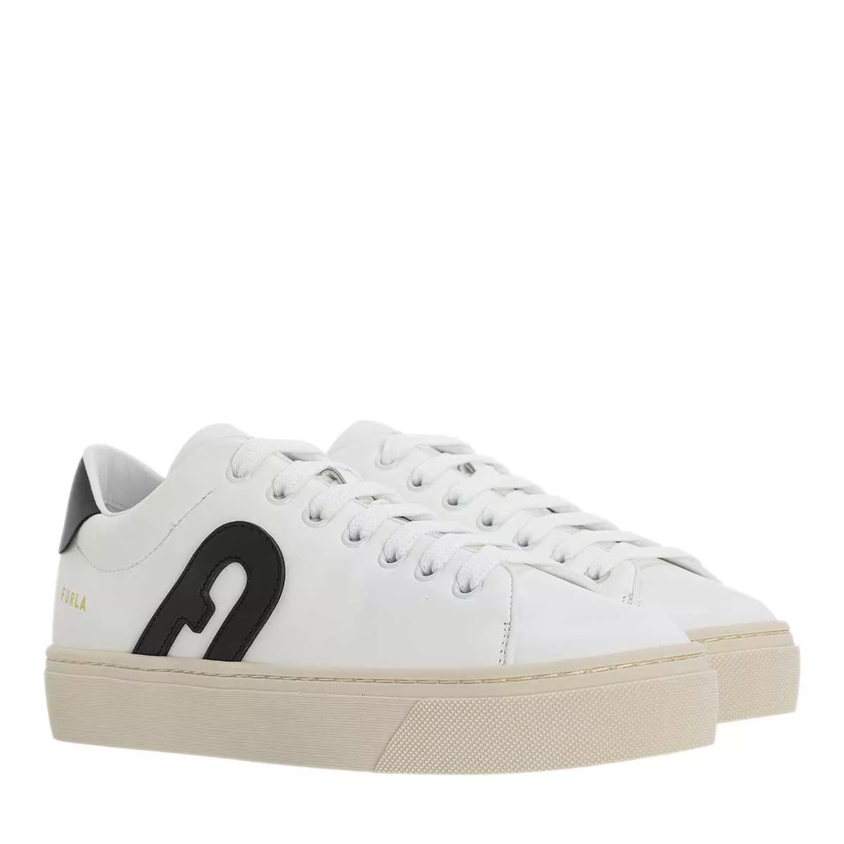 Weißer Leder Schnür Fashion Sneaker