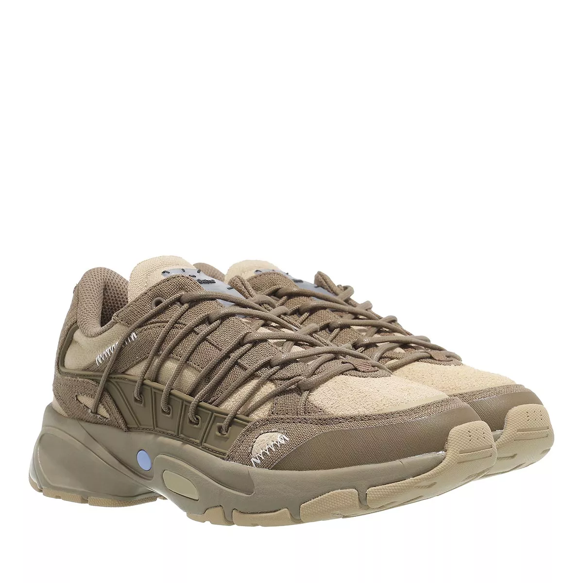 Erdtonfarbene, klobige Schnür-Sneakers