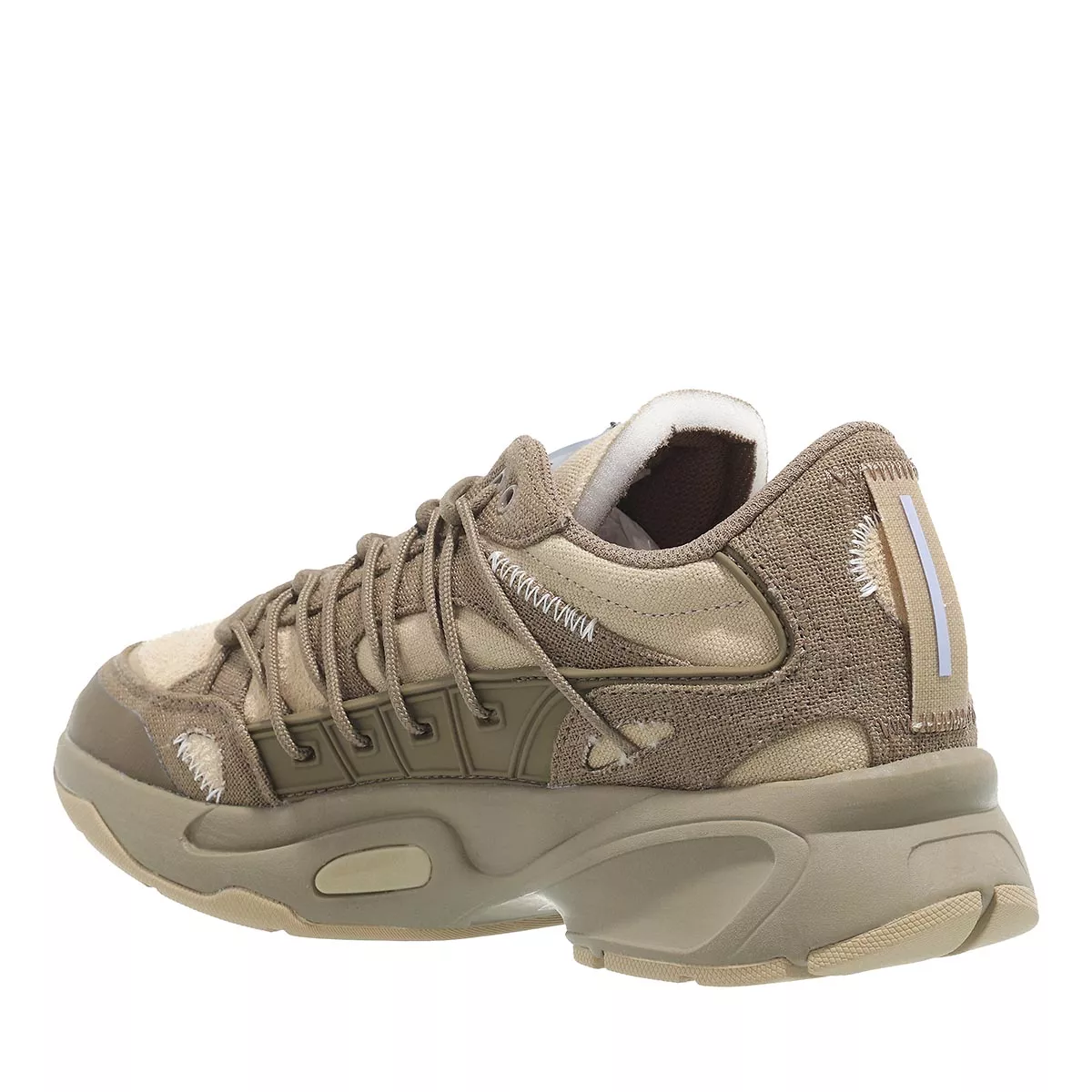 Erdtonfarbene, klobige Schnür-Sneakers