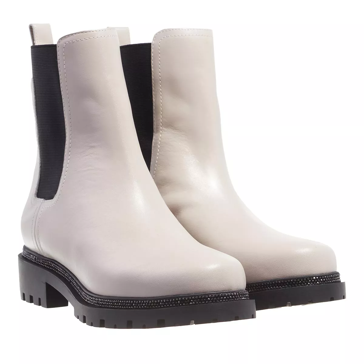 Beige Chelsea Leder Stiefeletten