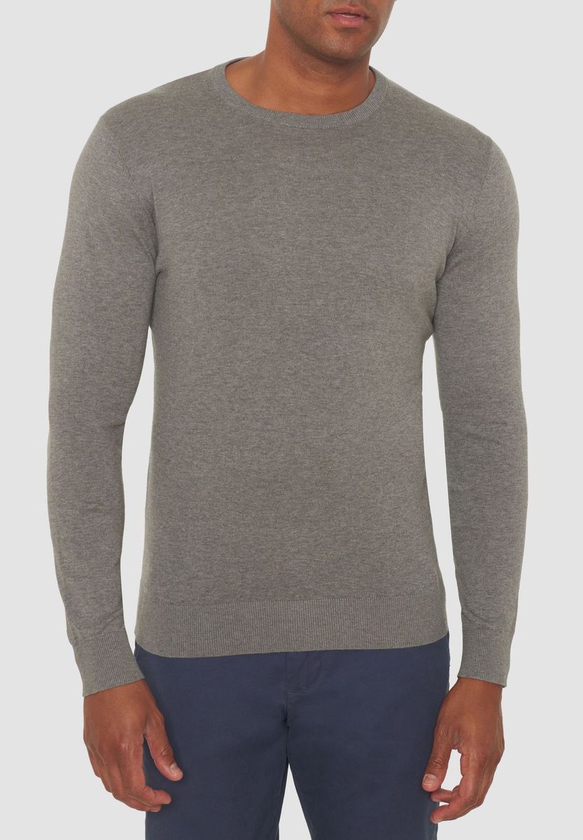 Klassischer Baumwollpullover mit Rundhalsausschnitt