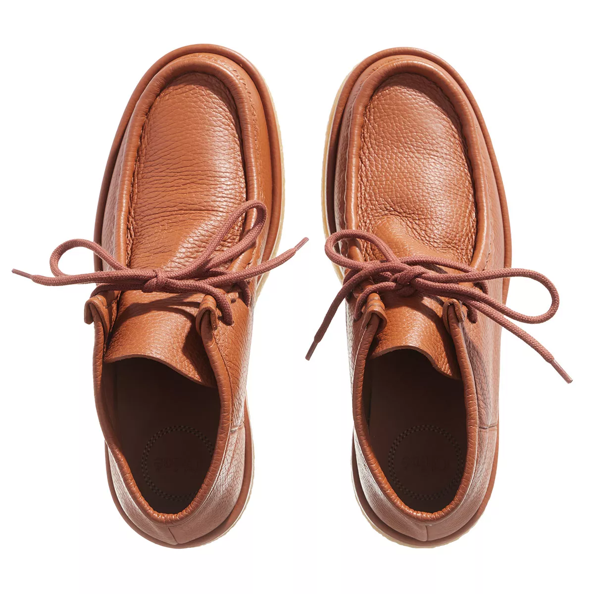 Cognacfarbene Leder Plateau Stiefeletten