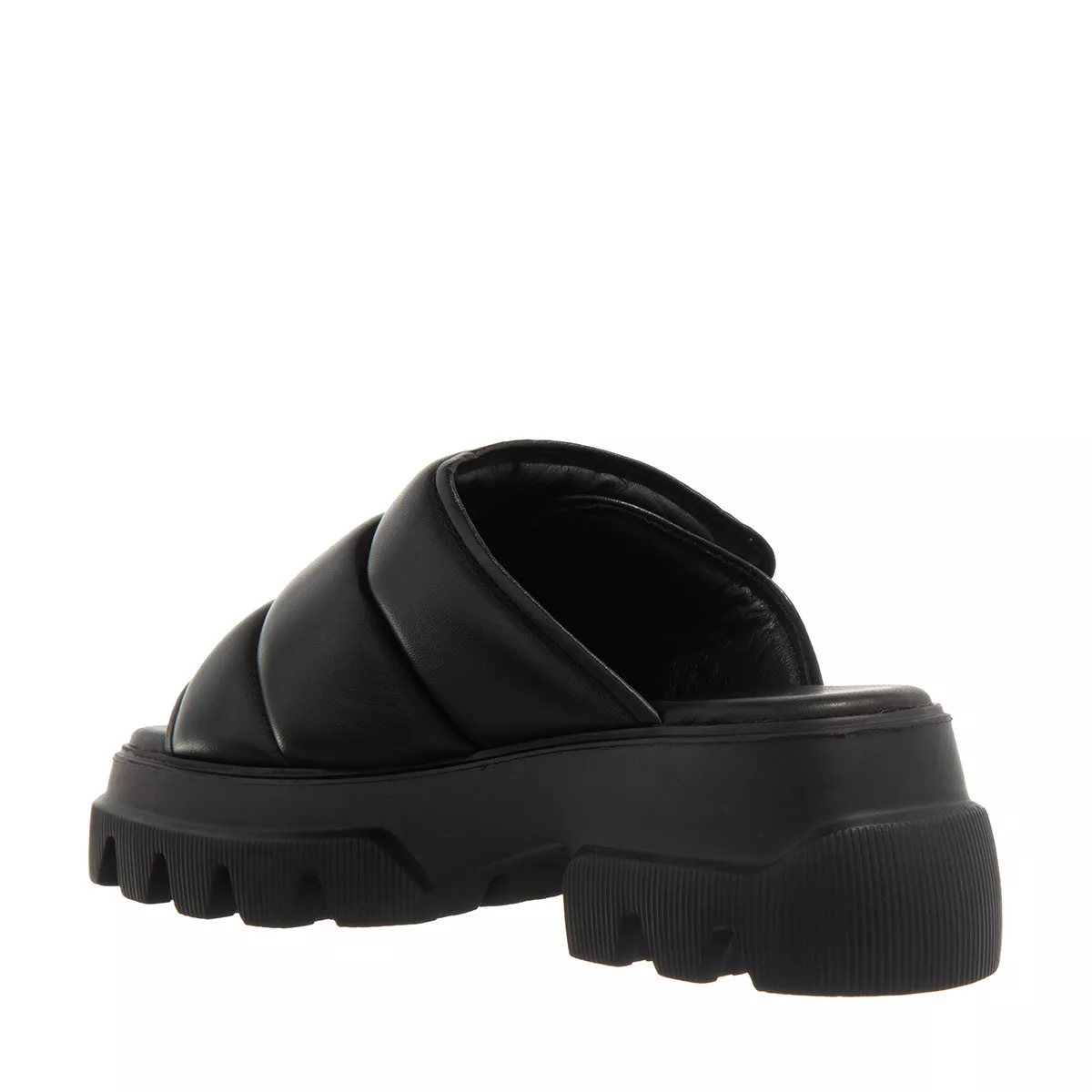 Gepolsterte Leder-Pantolette mit Plateau