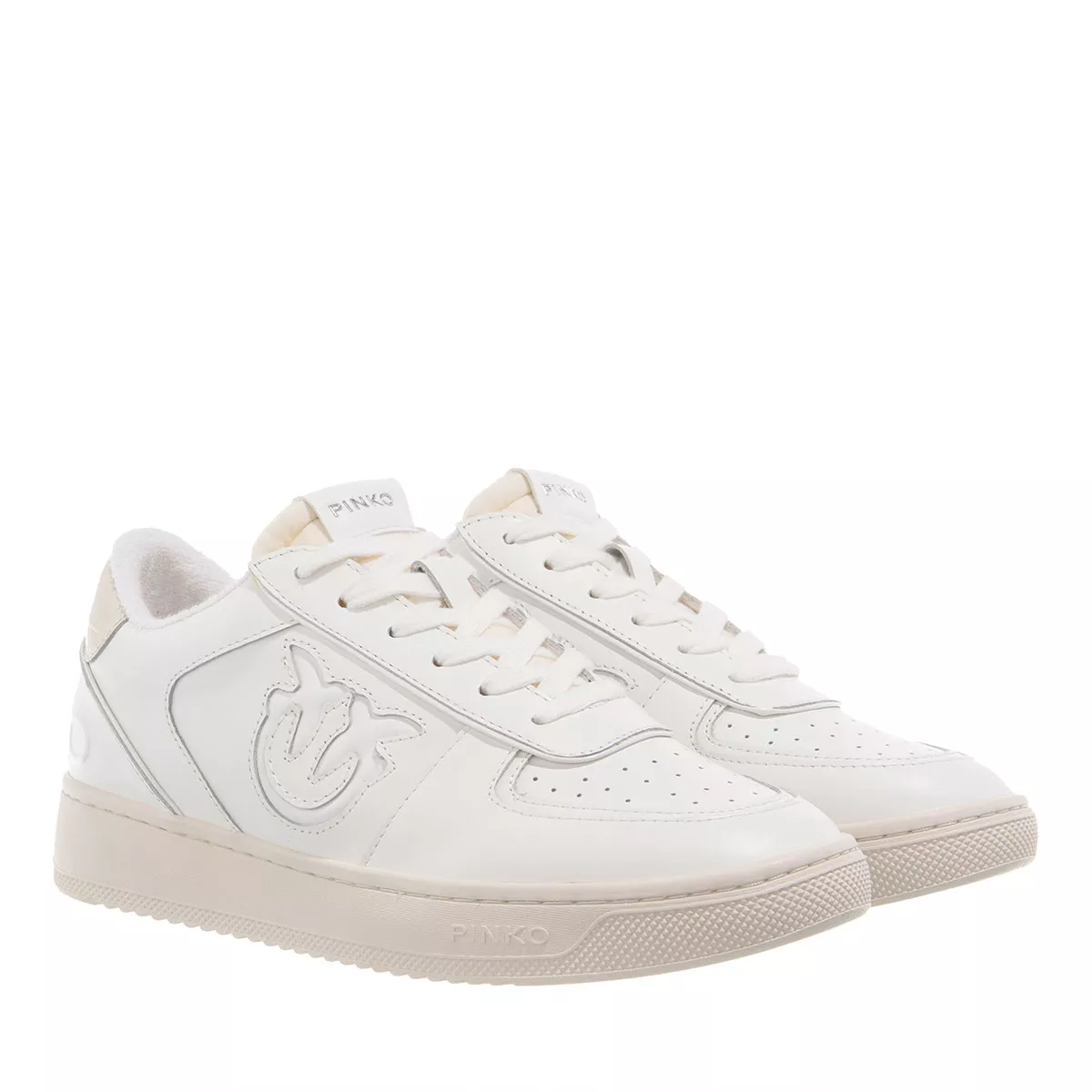 Weiße Court-Sneakers aus Leder mit Logo