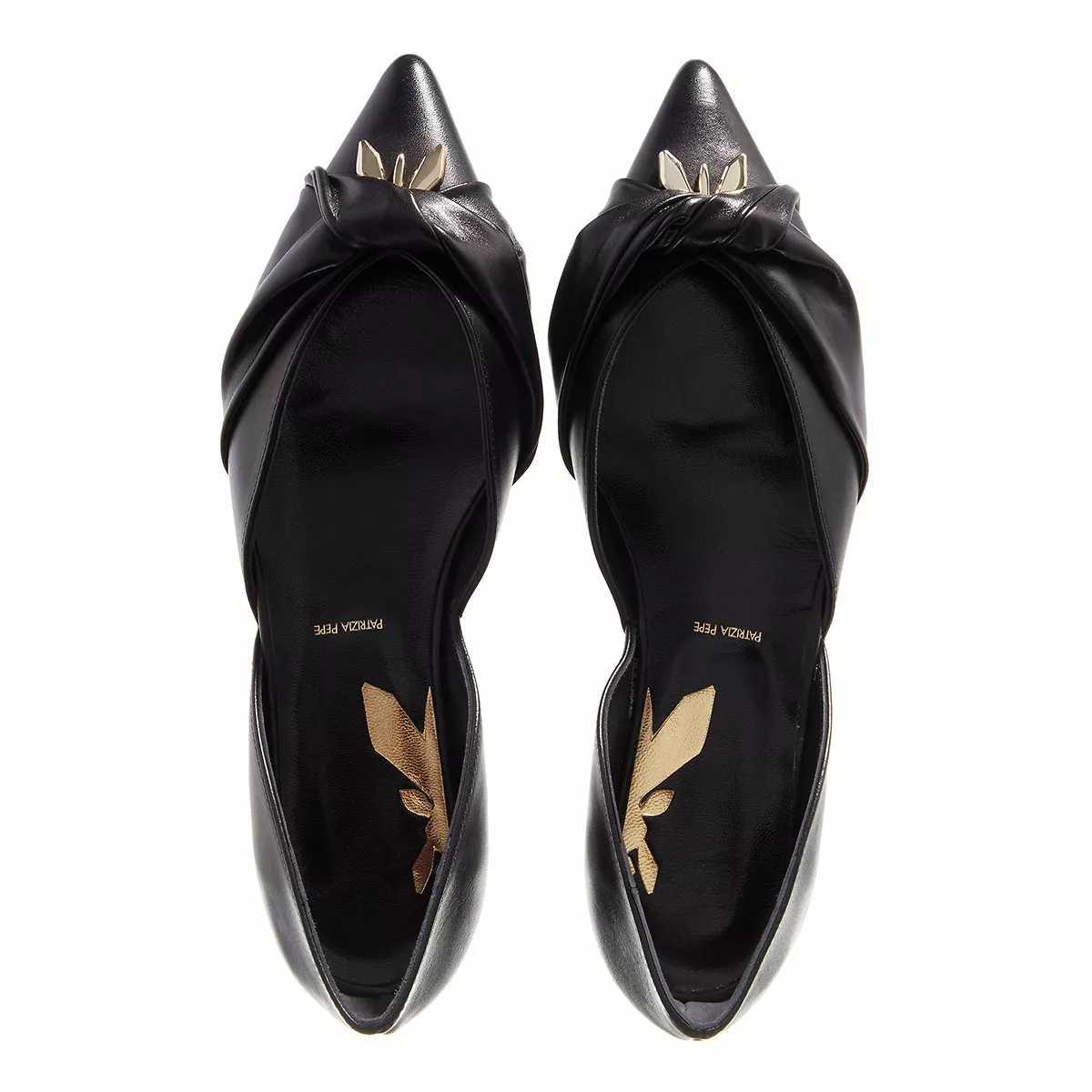 Ballerinas aus Leder mit Knotendetail und spitzer Zehe