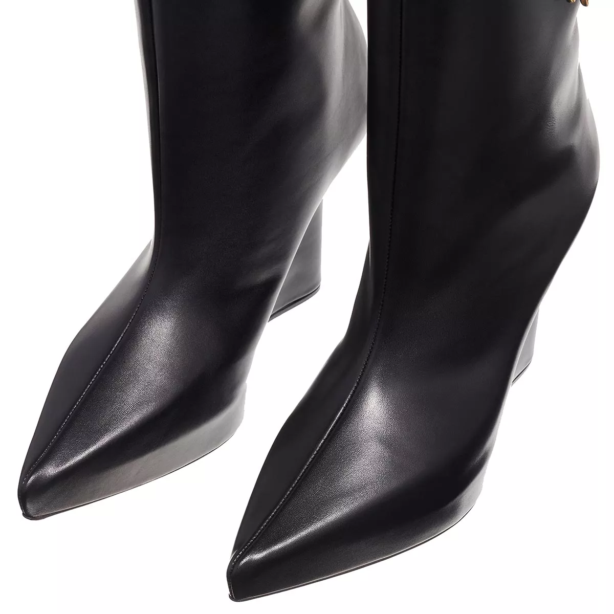 Schwarze Keilabsatzstiefel aus Leder