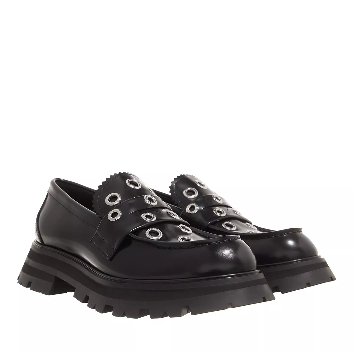 Extravagante Lederloafer mit dicker Sohle