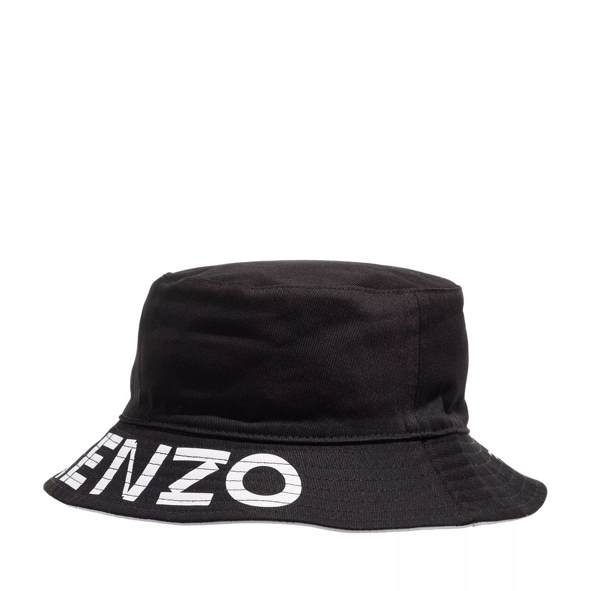 Schwarzer Wende-Bucket Hat mit Logo