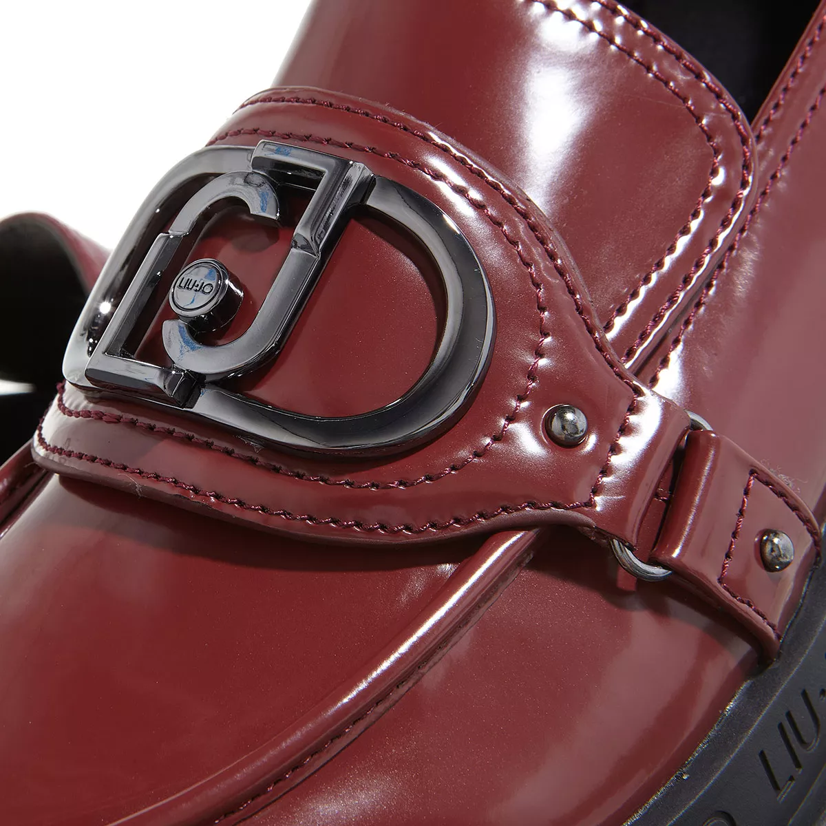 Burgunderfarbene Lackleder-Plateau-Loafer