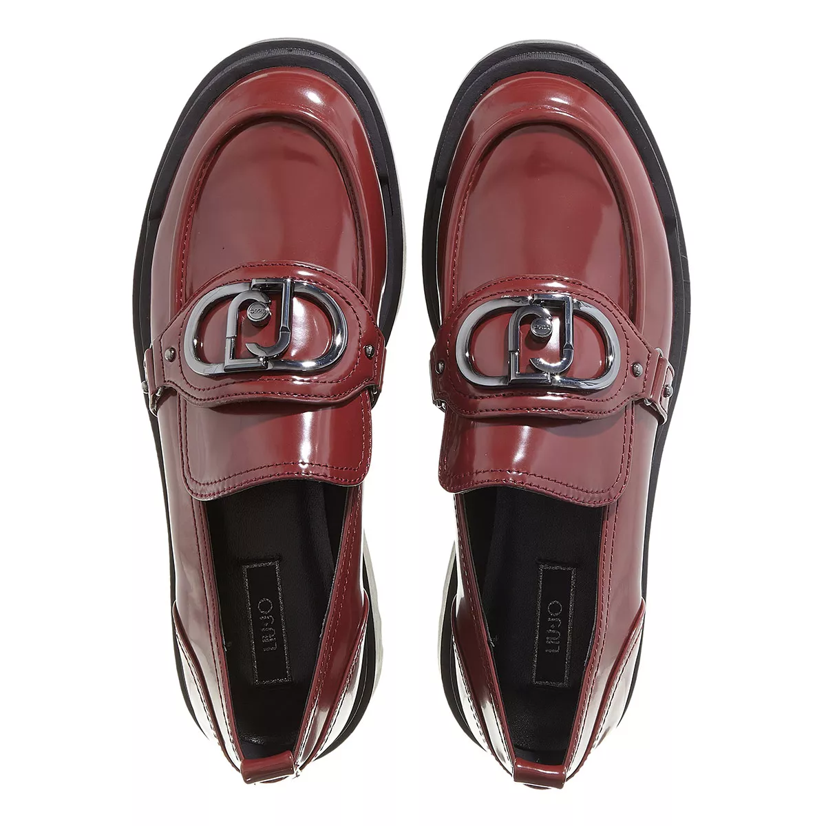 Burgunderfarbene Lackleder-Plateau-Loafer