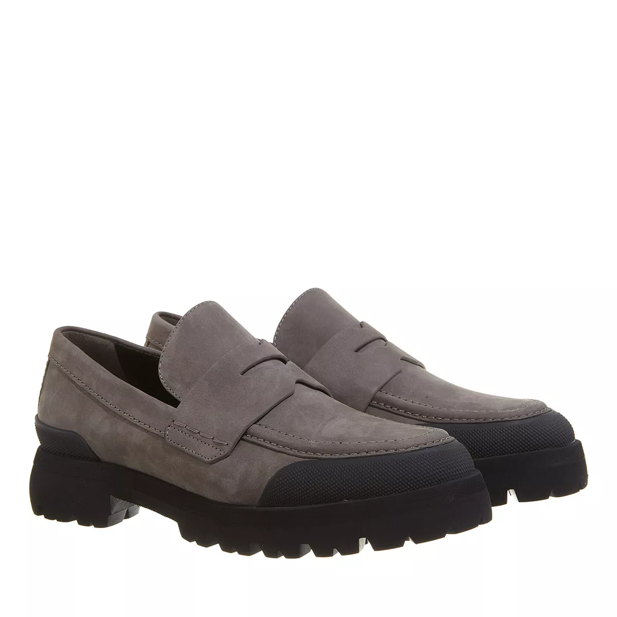 Penny Loafer aus Wildleder mit klobiger Sohle
