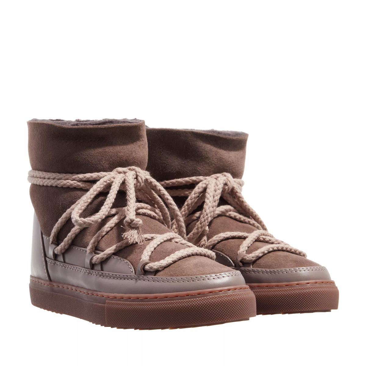 Taupe Schnür-Stiefeletten Schneestiefel