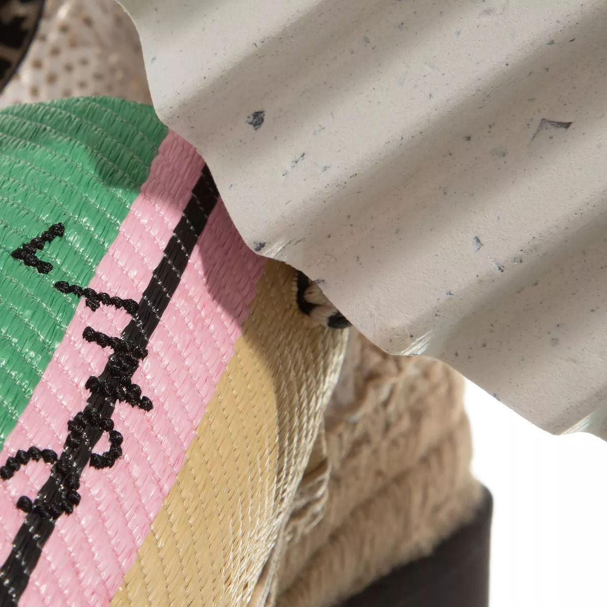 Gestreifte Bast Plateau Espadrille Sandale