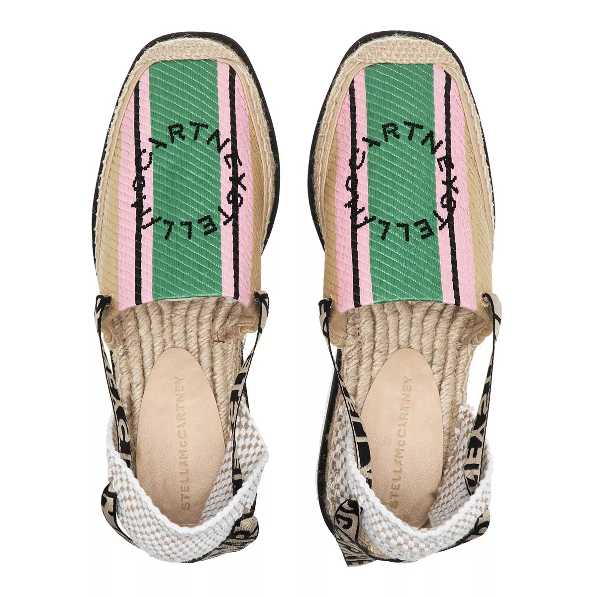 Gestreifte Bast Plateau Espadrille Sandale