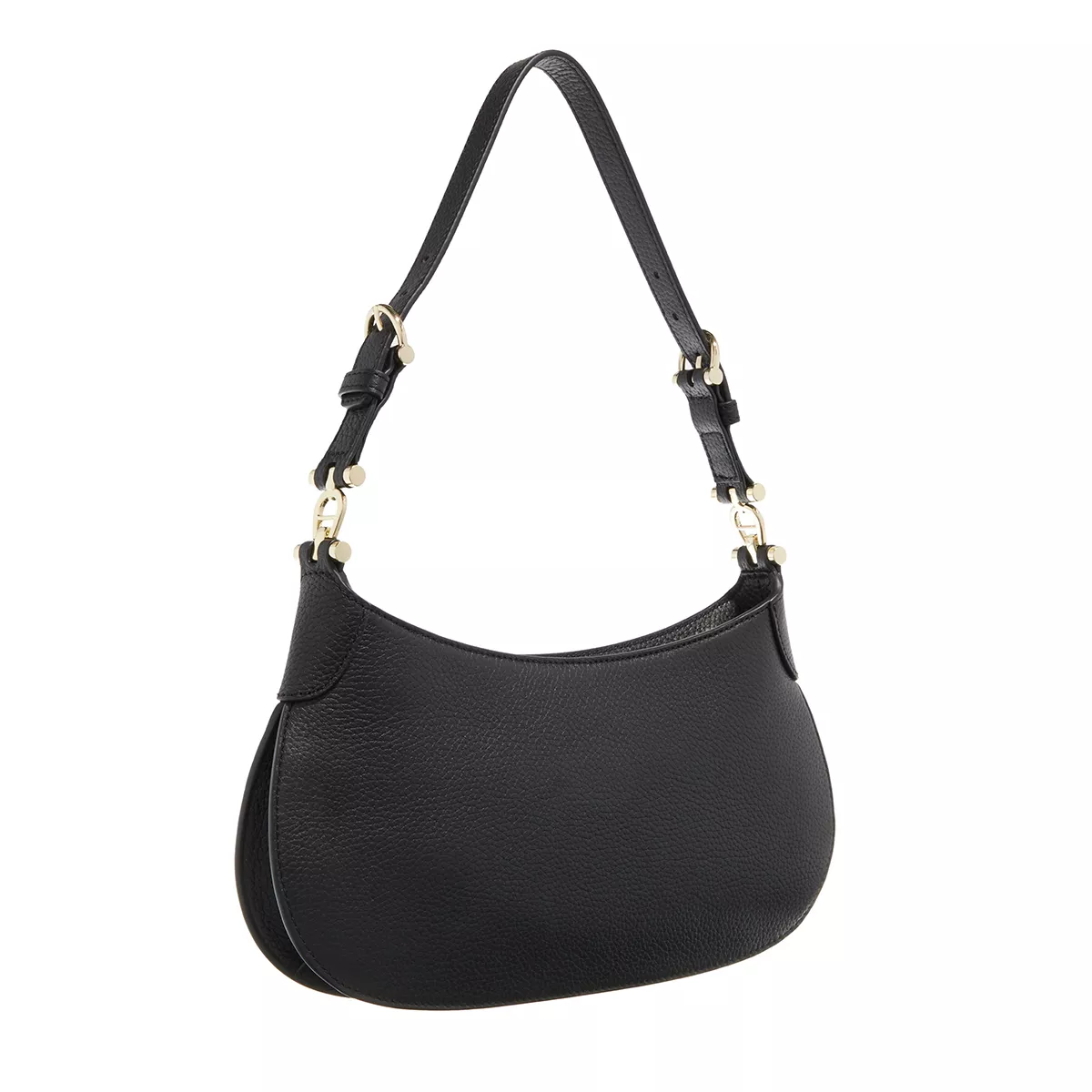 Schwarze Ledertasche mit Logo
