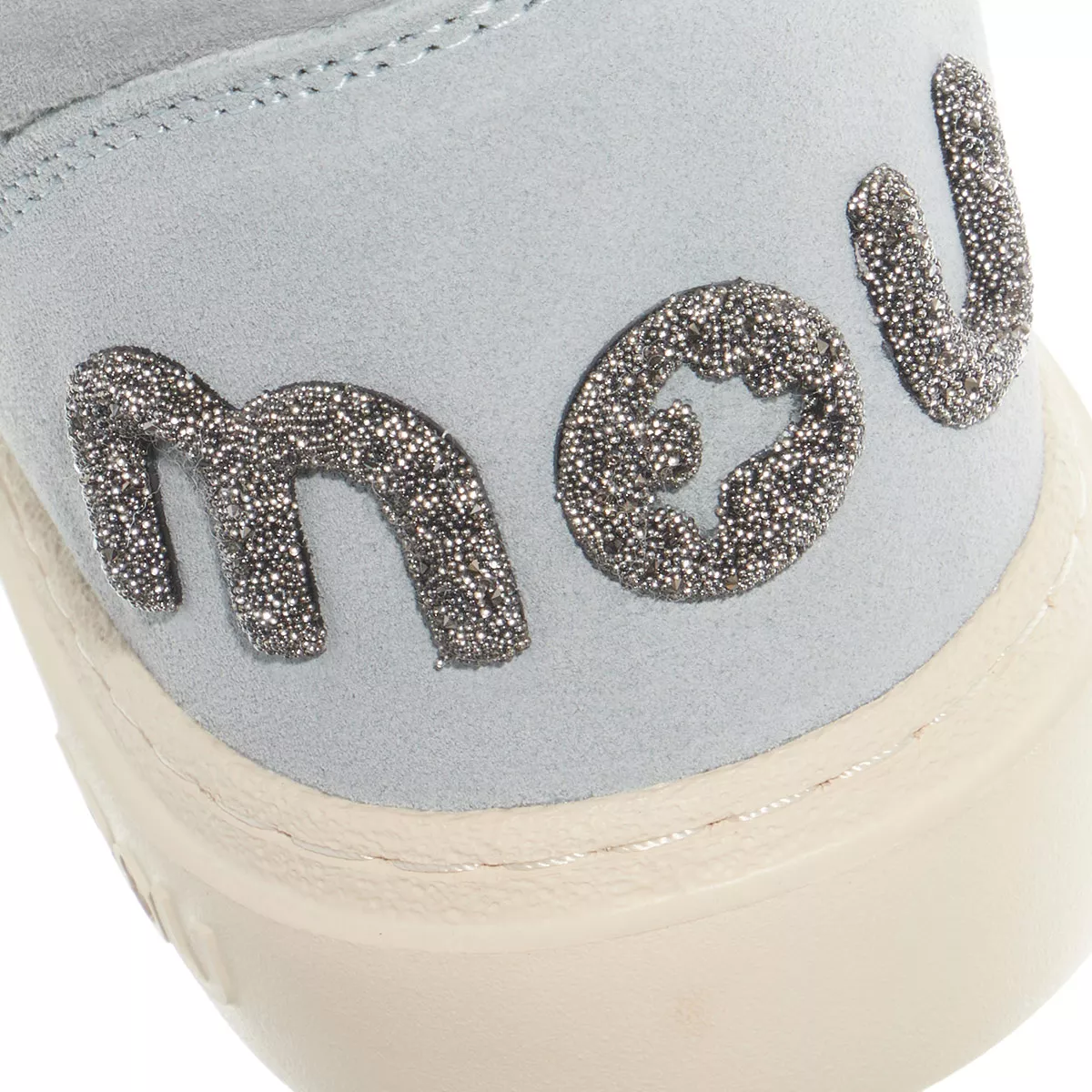 Hellblaue Wildleder-Stiefeletten mit Glitterlogo