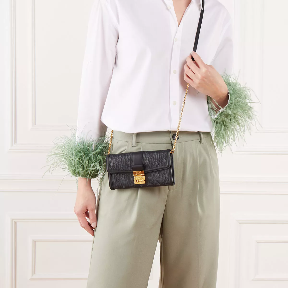 Geprägte Leder-Wallet-Umhängetasche