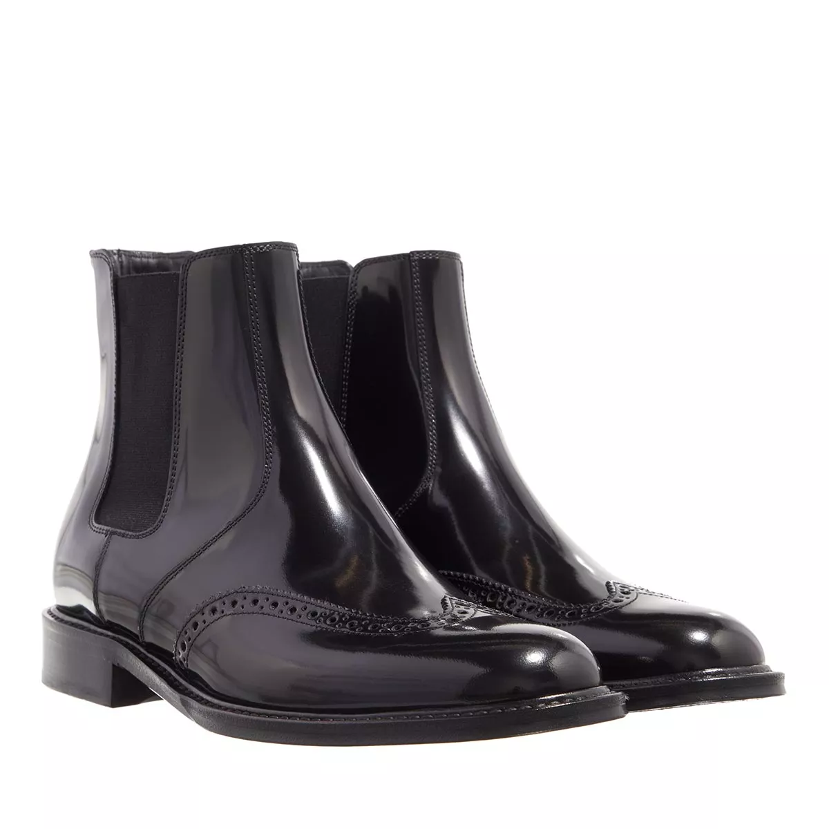 Schwarze Chelsea-Stiefel aus Lackleder