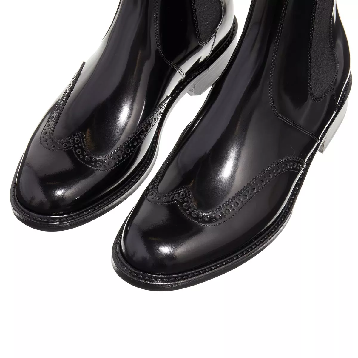 Schwarze Chelsea-Stiefel aus Lackleder