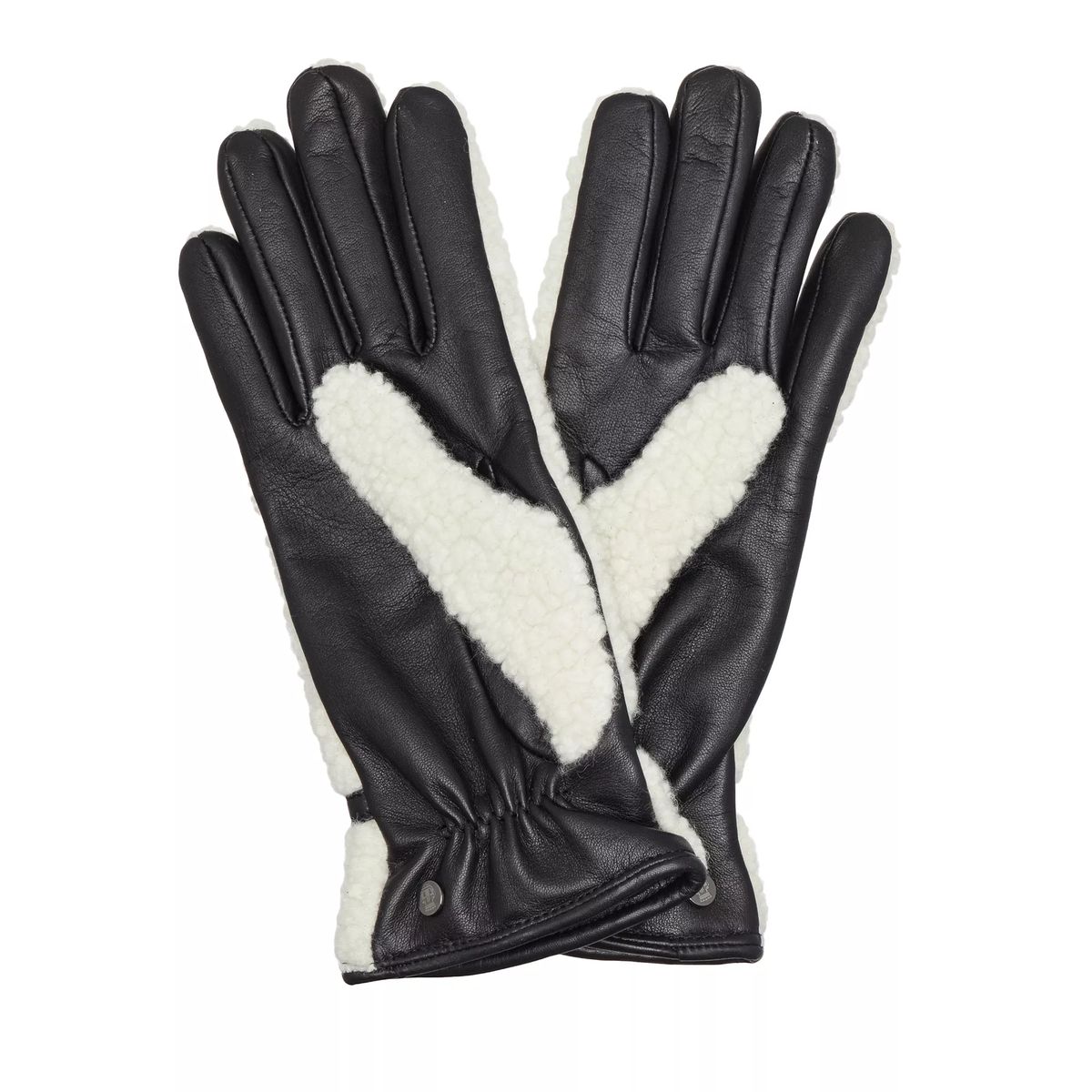 Schwarze und cremefarbene Handschuhe aus Shearling-Leder