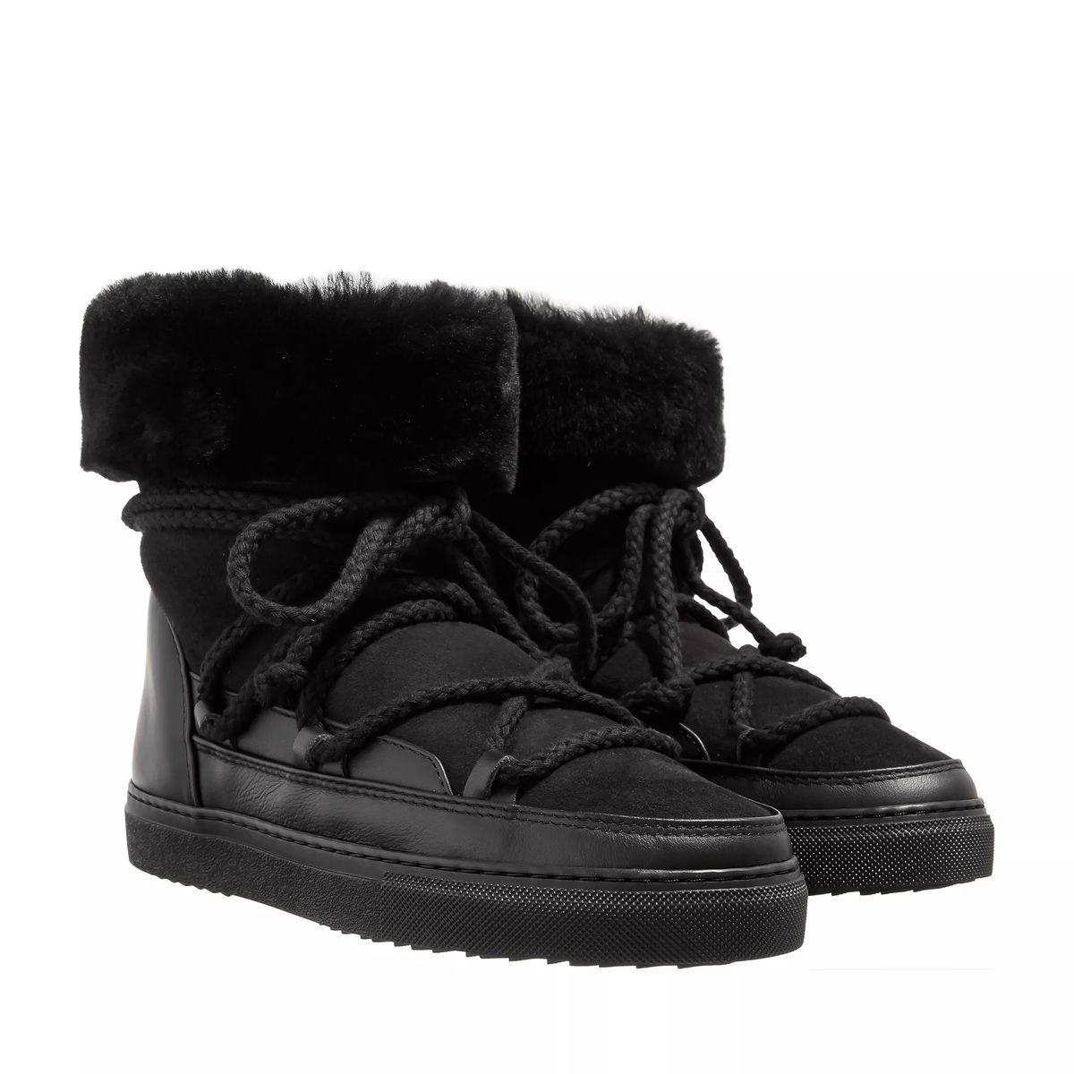 Schwarze Shearling-gefütterte Stiefeletten