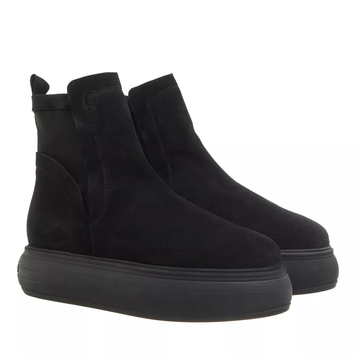 Schwarze Chelsea Boots mit Wildlederplateau