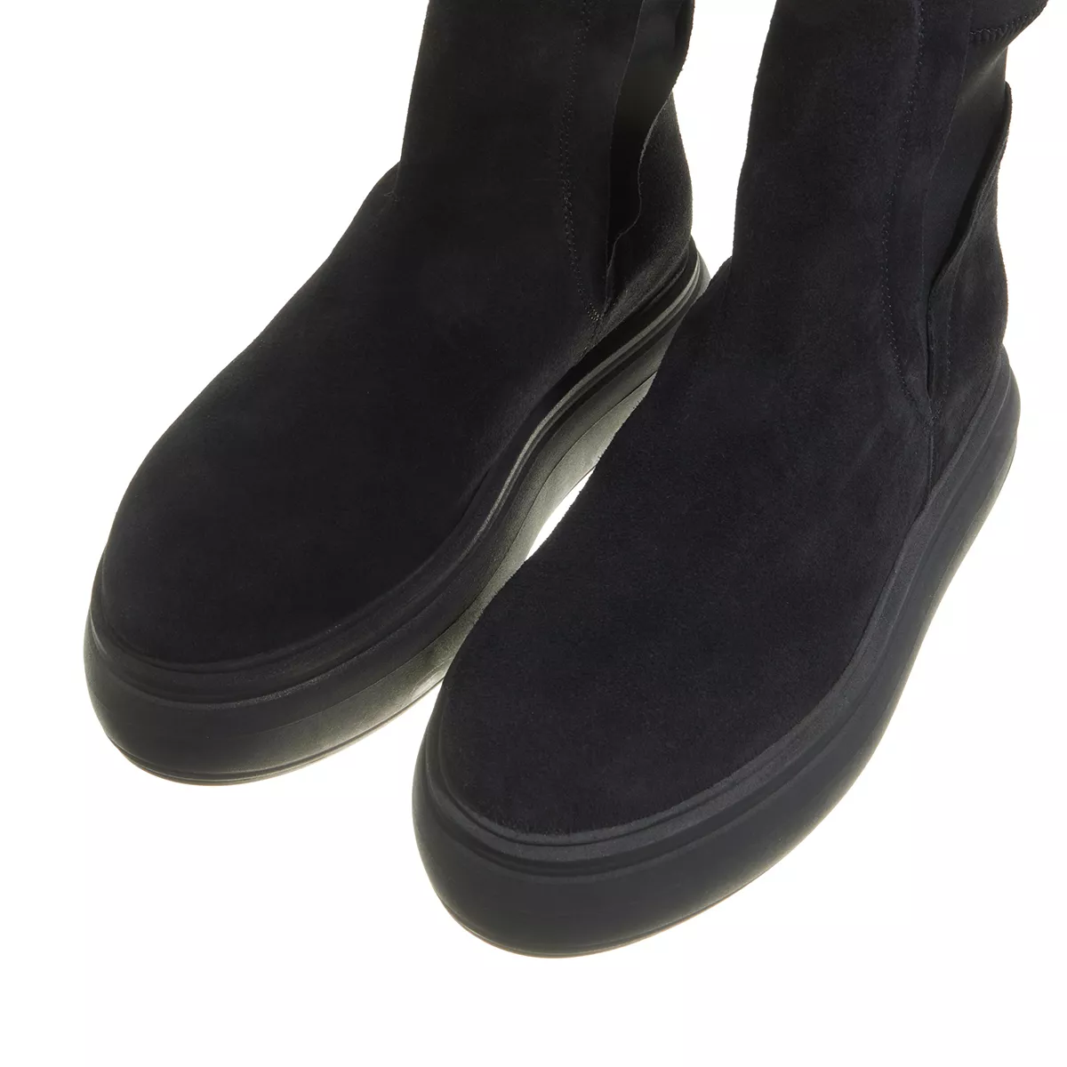 Schwarze Chelsea Boots mit Wildlederplateau