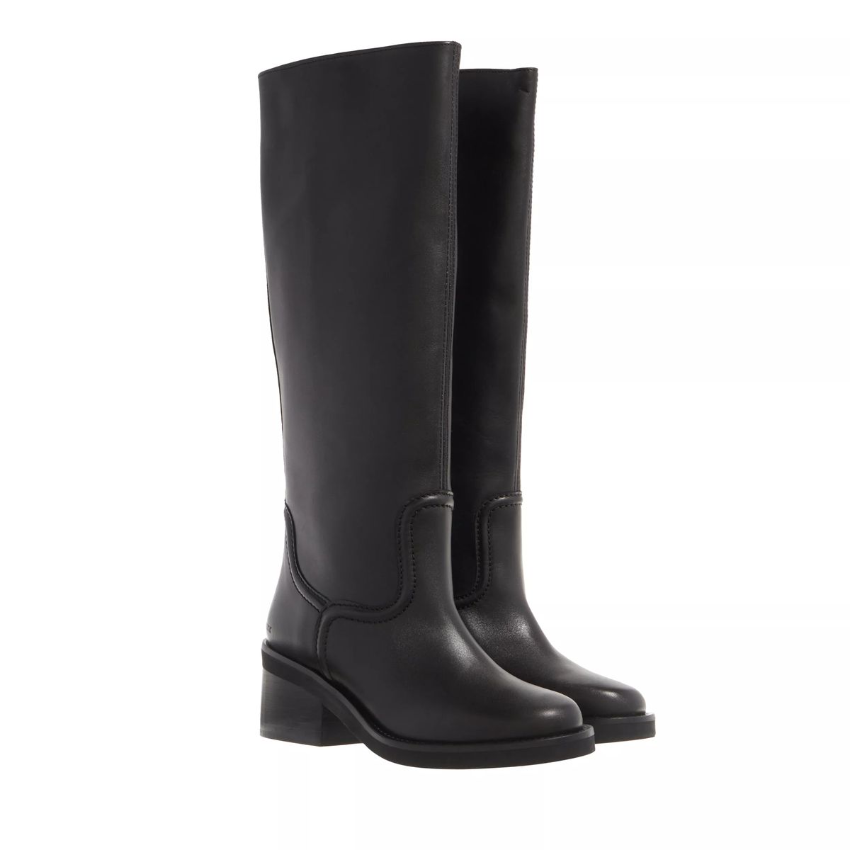 Klassische hohe Lederstiefel mit Absatz