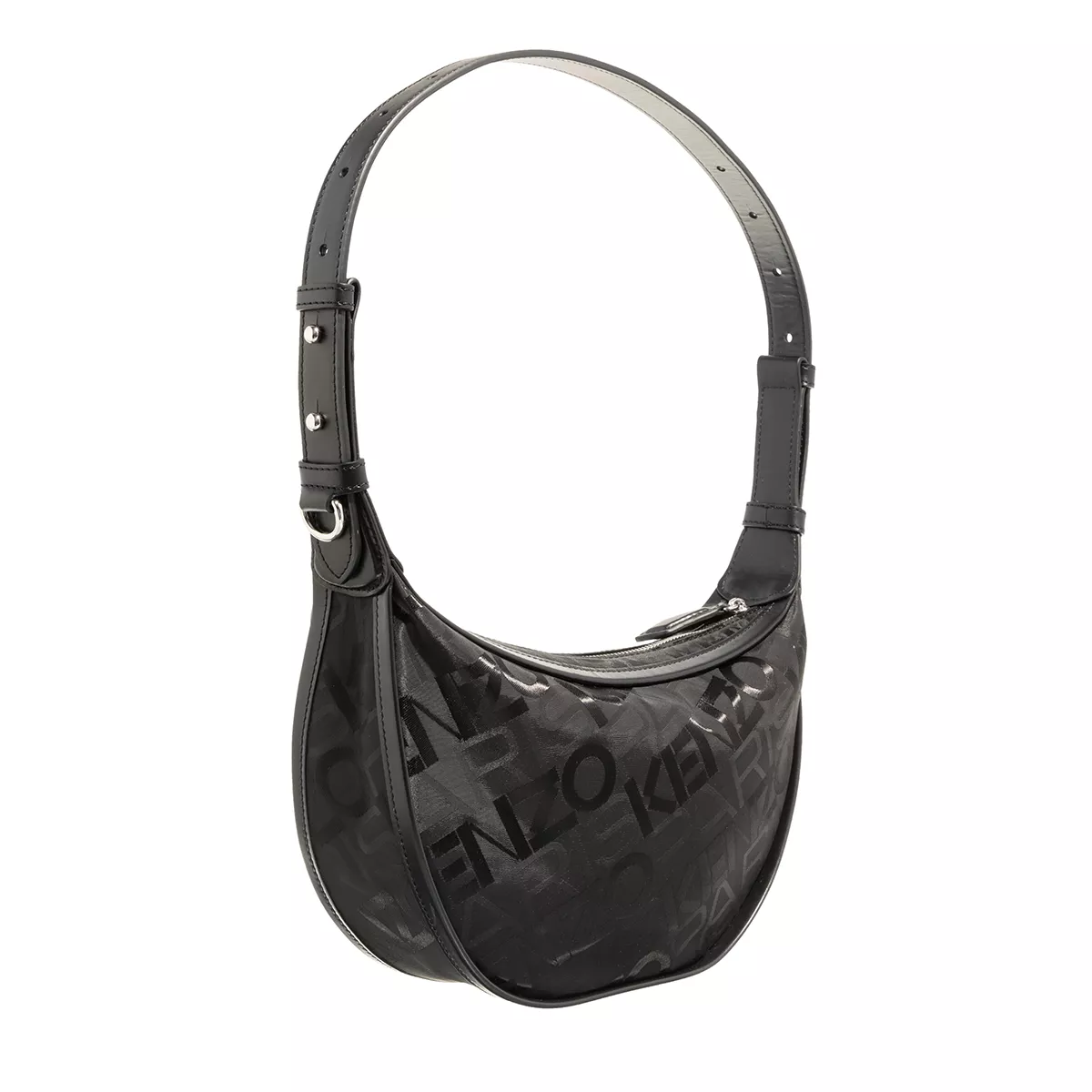 Schwarze Hobo Bag mit Logo-Print